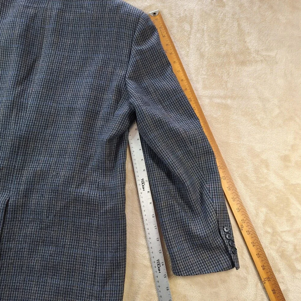 Club Room Blazer Sport Coat Mens 46L Gray Wool Cashmere Houndstooth 2 Button